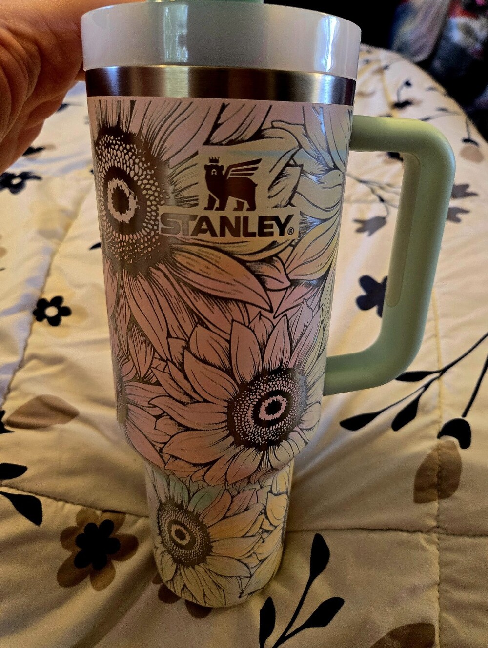Authentic Engraved Sunflower Watercolor Stanley 40oz Tumbler